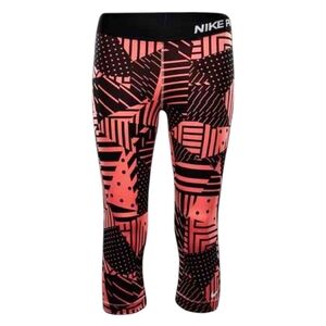 Nike Pro Patchwork Women's Training Capri Leggings In Pink & Black | Size M
